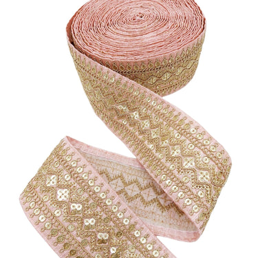 Art Silk Trim Gold Embroidered Sequins Trim, Decorative Trim, Indian Sari Border